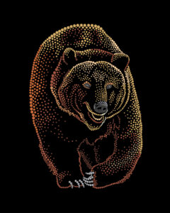 Bear drawn in pointillism style.