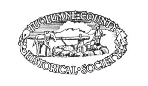 Tuolumne County Historical Society, mule hooked up to a circular drill while miner looks on